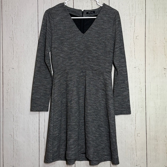 Madewell Heather Gray Bridgewalk V-Neck Long Sleeve Zip Up Dress Size 6 - Picture 2 of 4